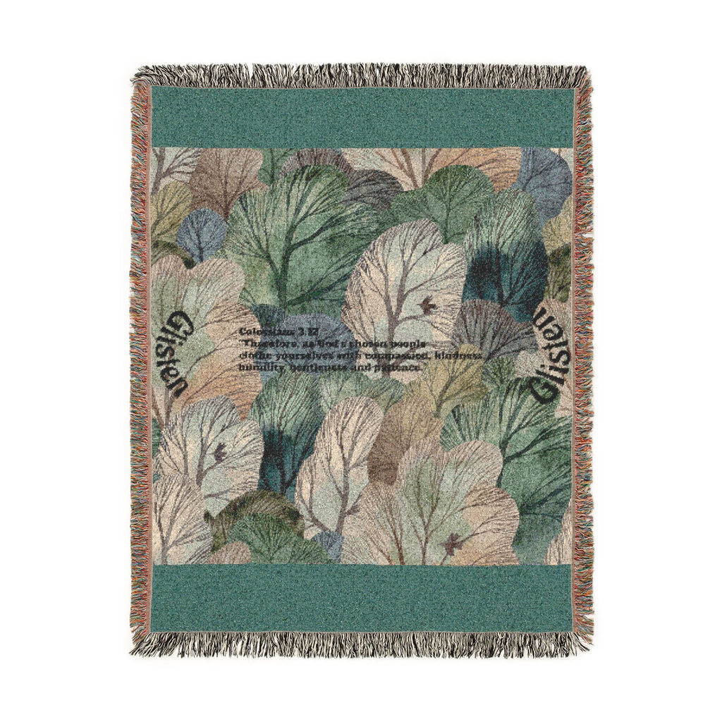 Botanical Guitar Woven Blanket — Acoustic Guitar Floral Throw