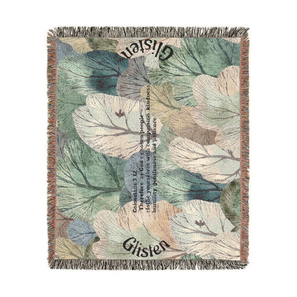 Botanical Guitar Woven Blanket — Acoustic Guitar Floral Throw