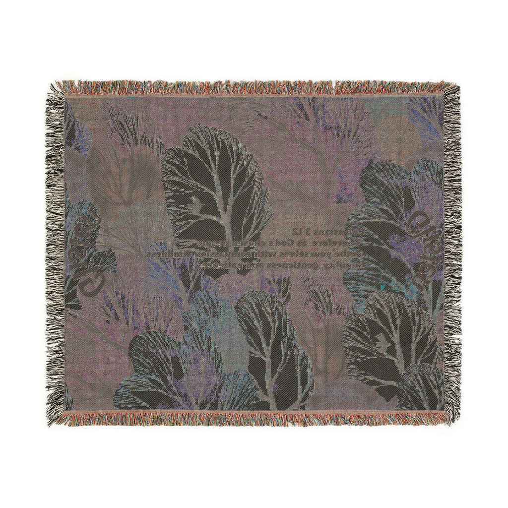 Botanical Guitar Woven Blanket — Acoustic Guitar Floral Throw