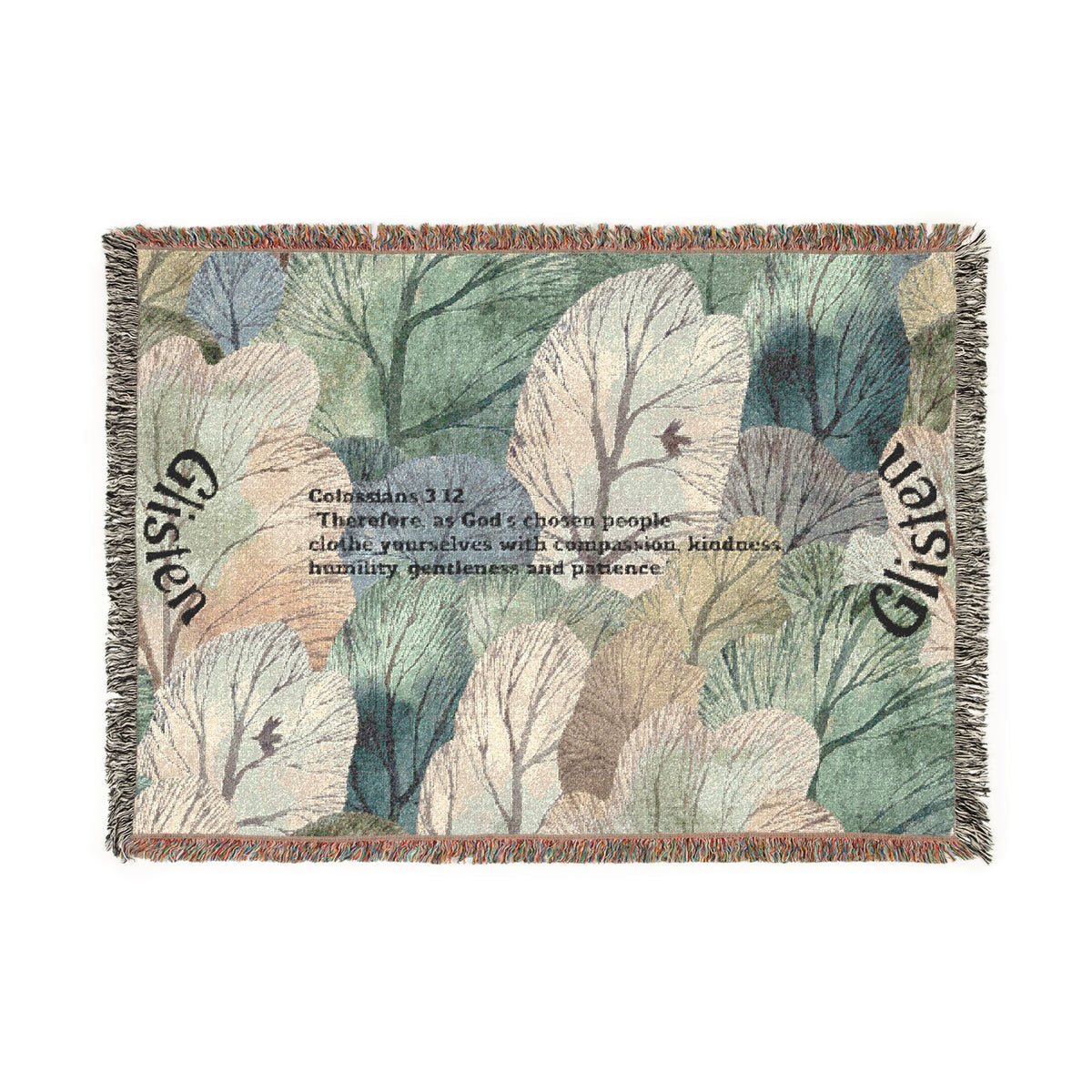 Botanical Guitar Woven Blanket — Acoustic Guitar Floral Throw