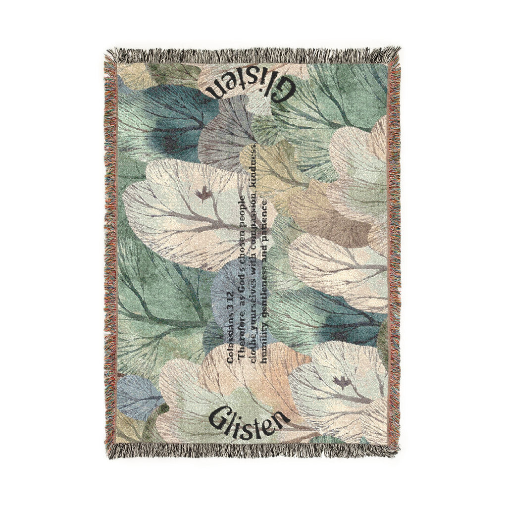 Botanical Guitar Woven Blanket — Acoustic Guitar Floral Throw