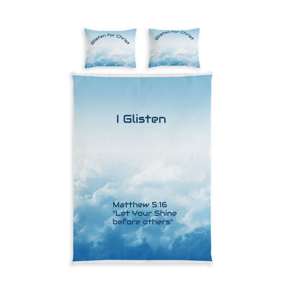 Duvet Cover Set - "I Glisten" Inspirational Christian Bedding (Matthew 5:16)