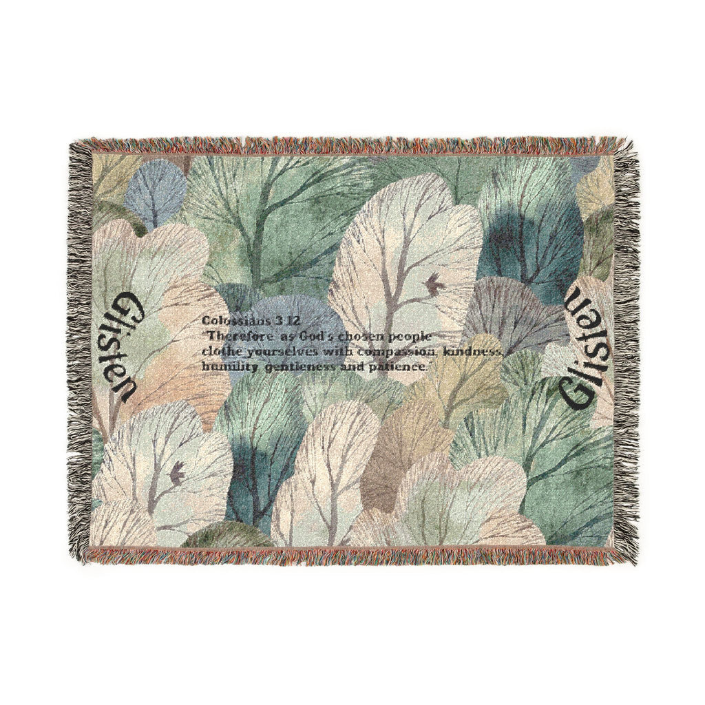 Botanical Guitar Woven Blanket — Acoustic Guitar Floral Throw