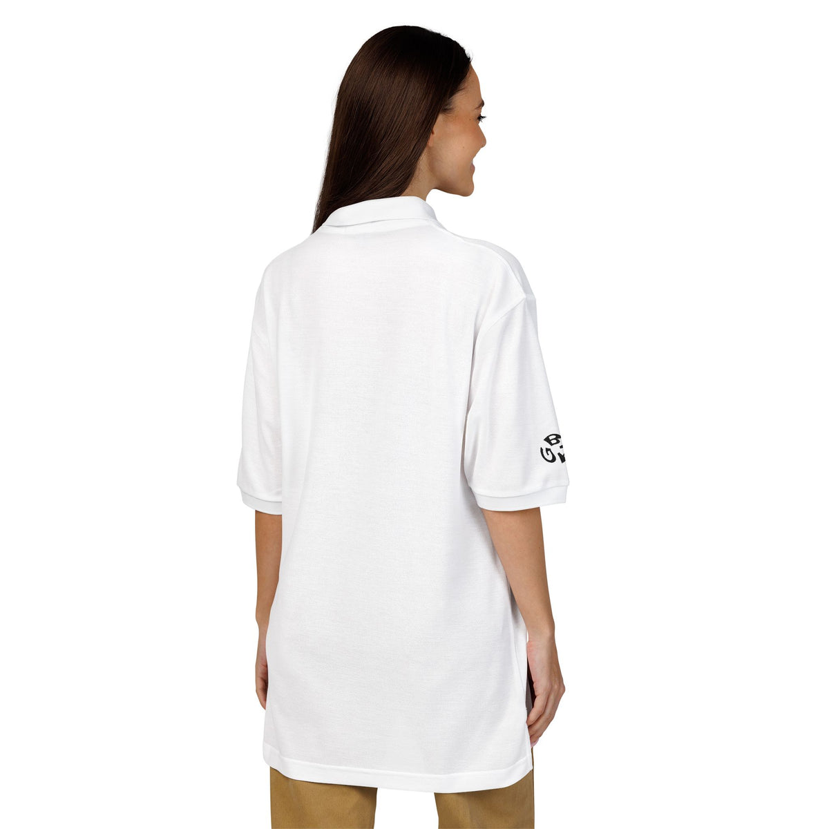 Embroidered "Glisten" Polo Shirt — Classic White Logo Polo