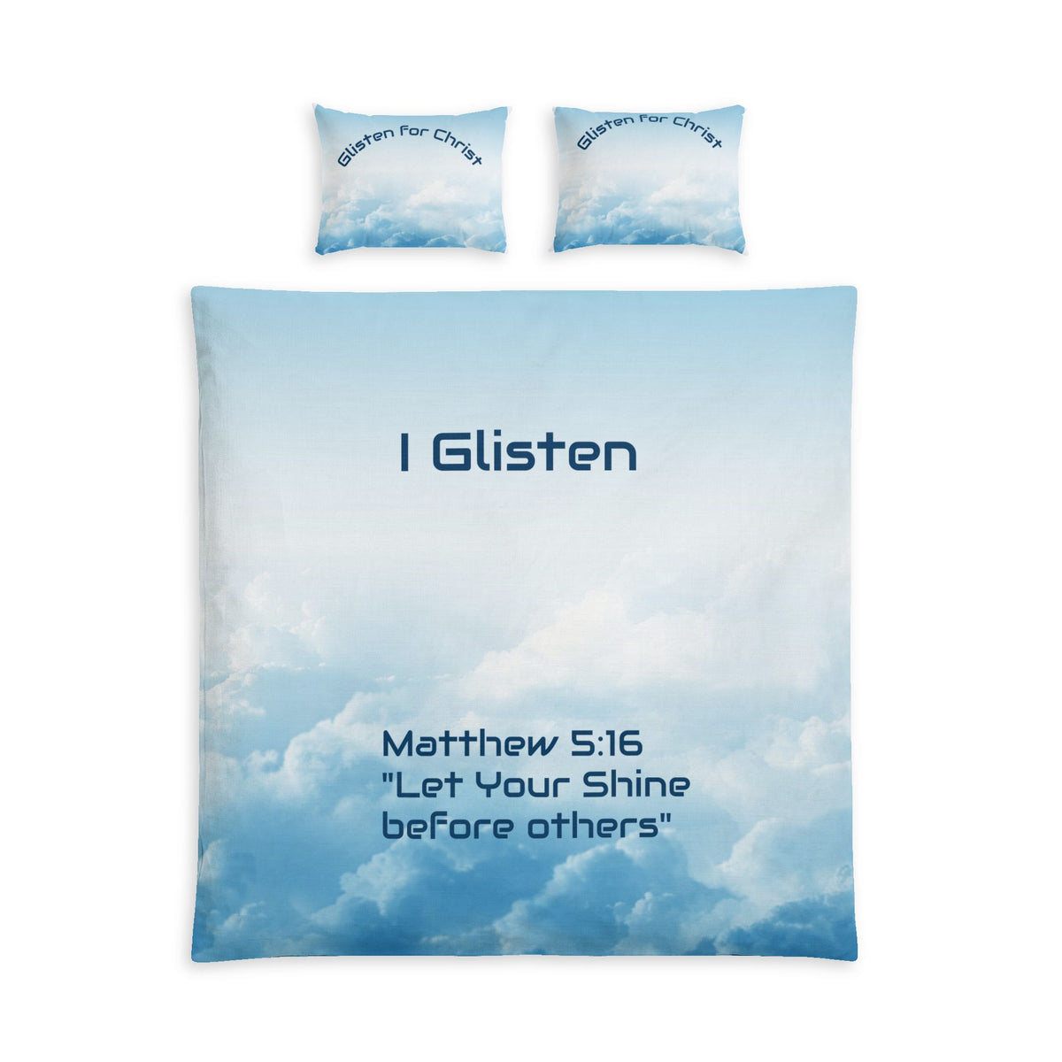 Duvet Cover Set - "I Glisten" Inspirational Christian Bedding (Matthew 5:16)