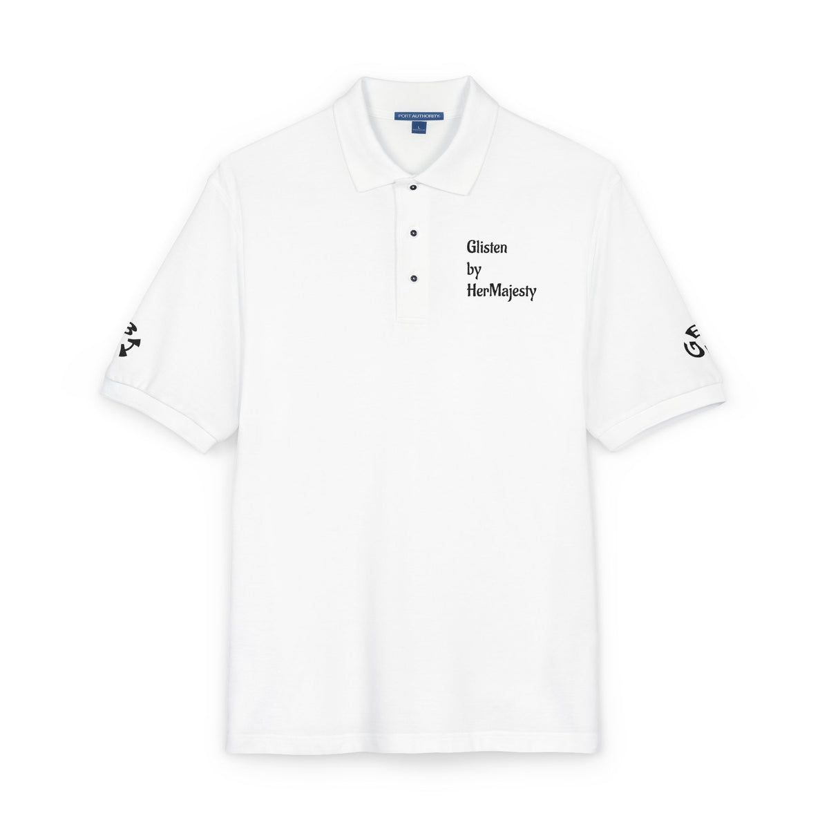Embroidered "Glisten" Polo Shirt — Classic White Logo Polo