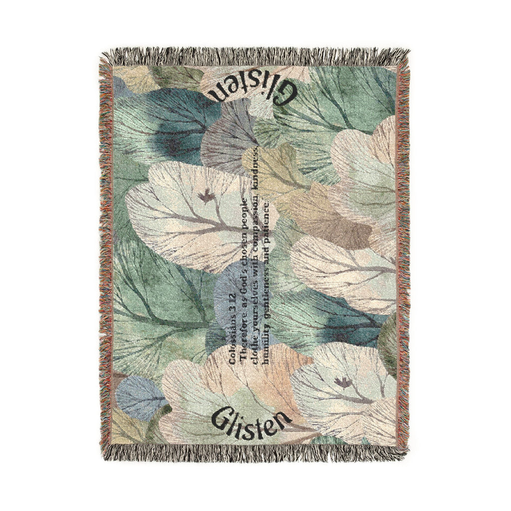 Botanical Guitar Woven Blanket — Acoustic Guitar Floral Throw