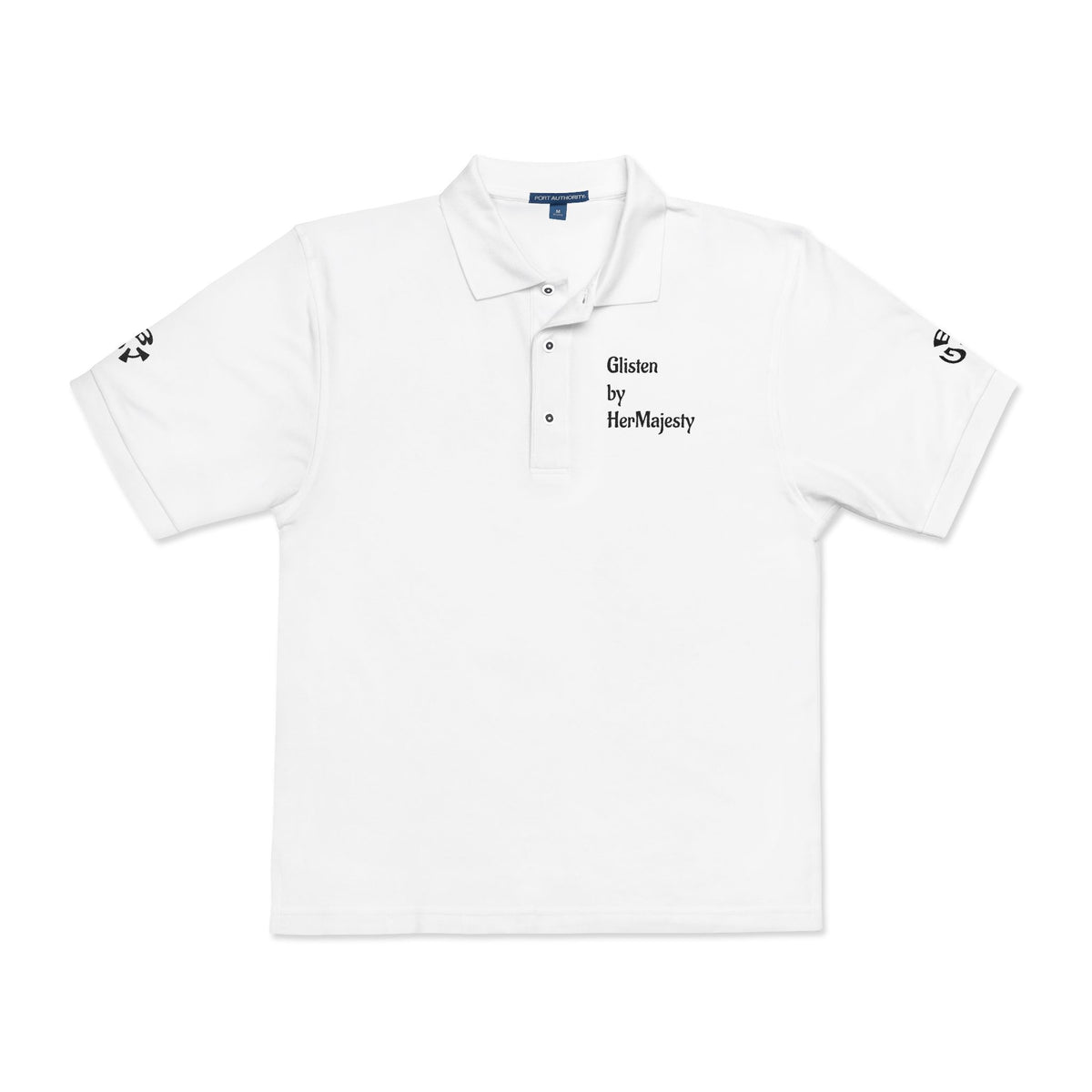 Embroidered "Glisten" Polo Shirt — Classic White Logo Polo