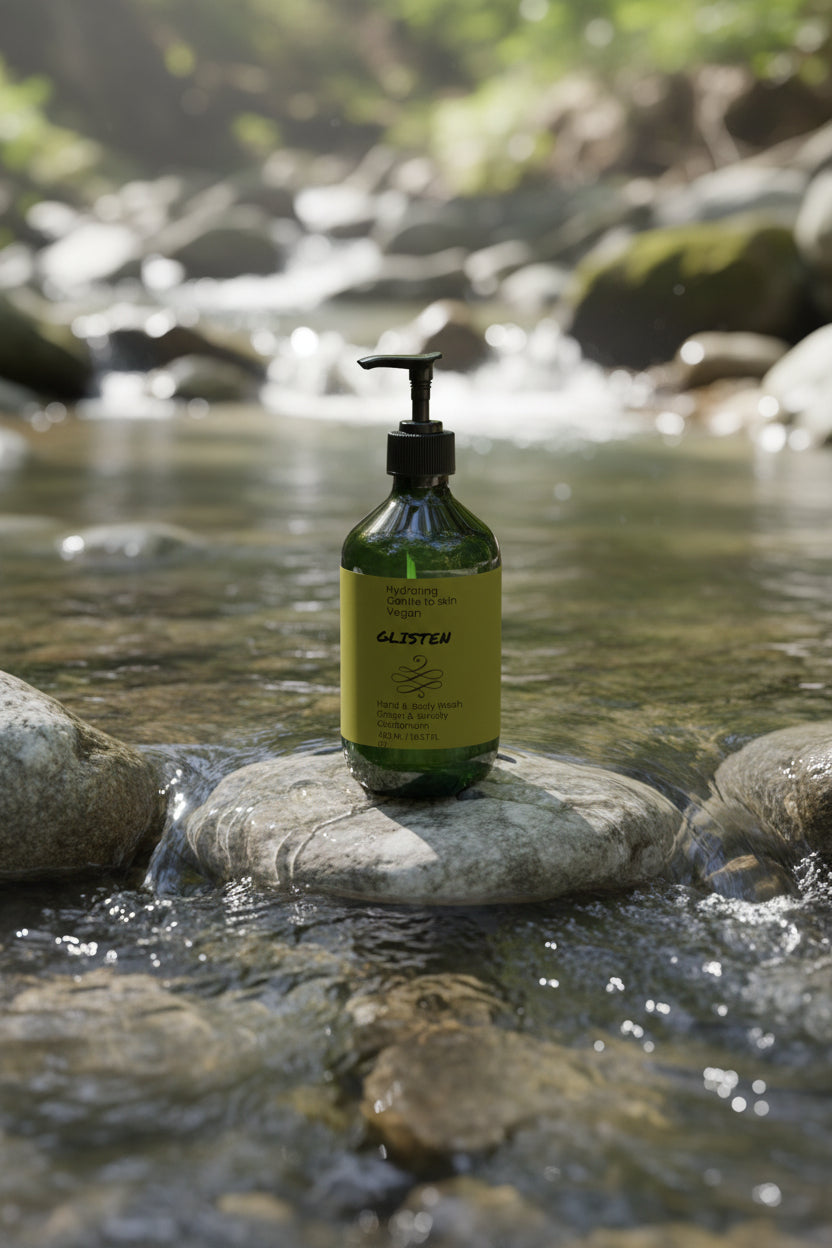 Glisten Hand & Body Wash, Ginger & Smoky Cardamom for Men